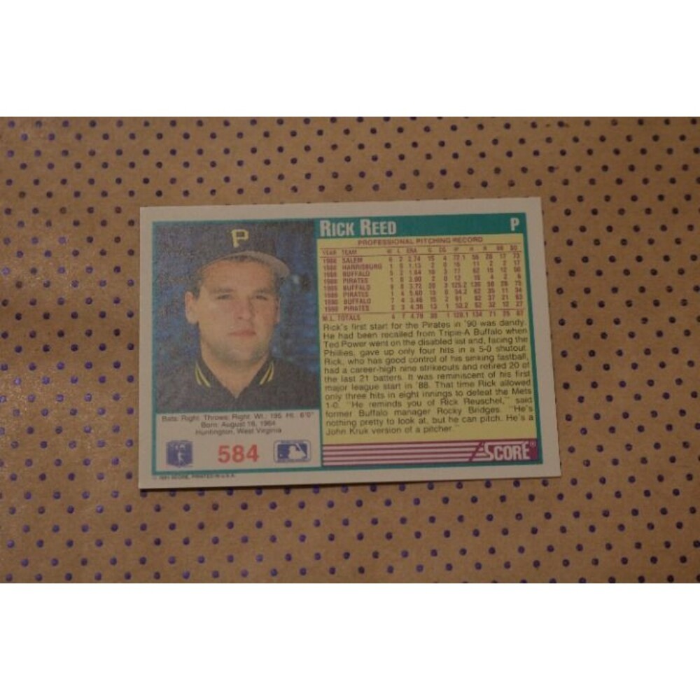 Rick Reed #584 Baseball Card (1991) - Picture 2 of 2